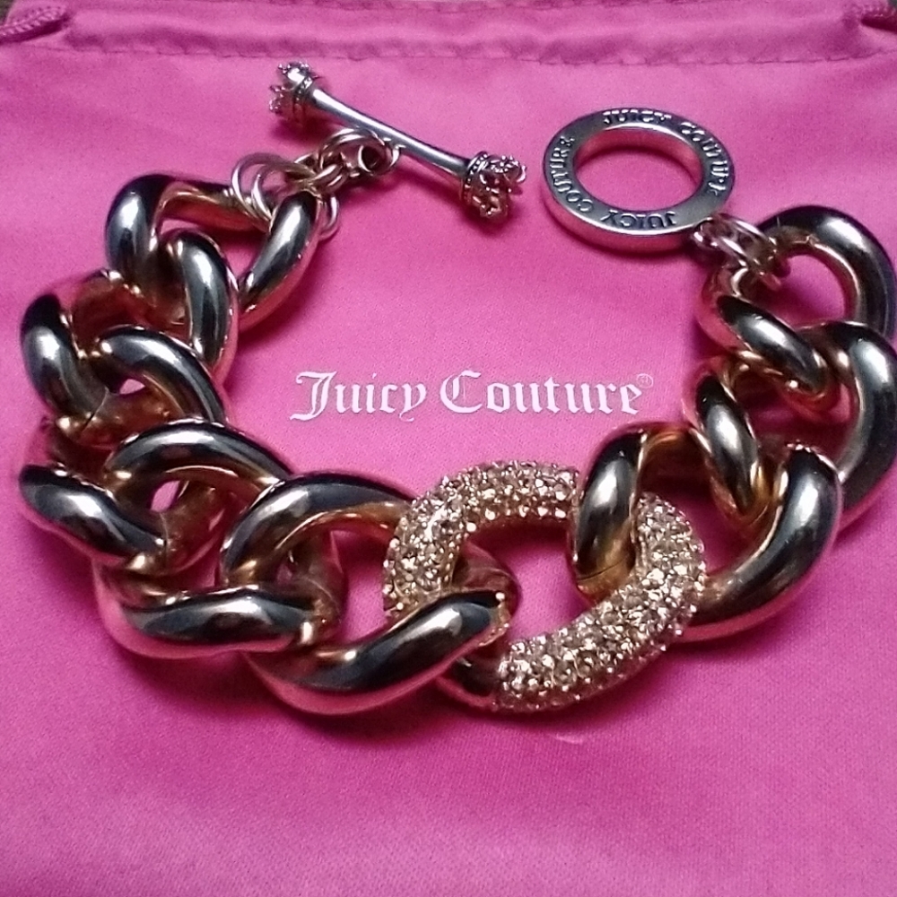 Juicy Couture 'Luxe Rocks' Pave' Link Bracelet in Rose Gold